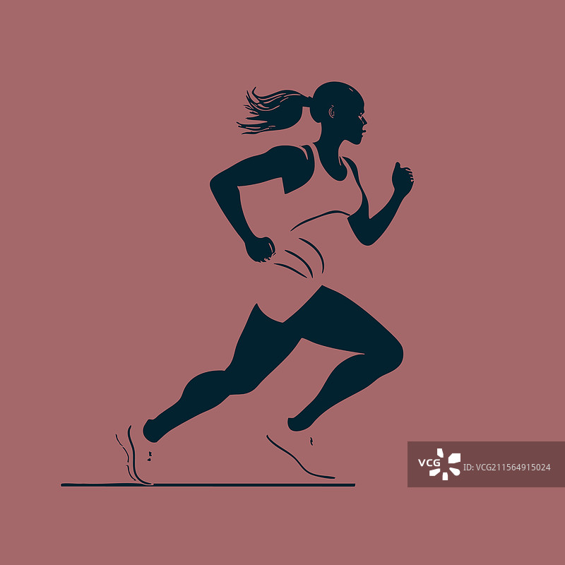 跑步者剪影与速度线图片素材