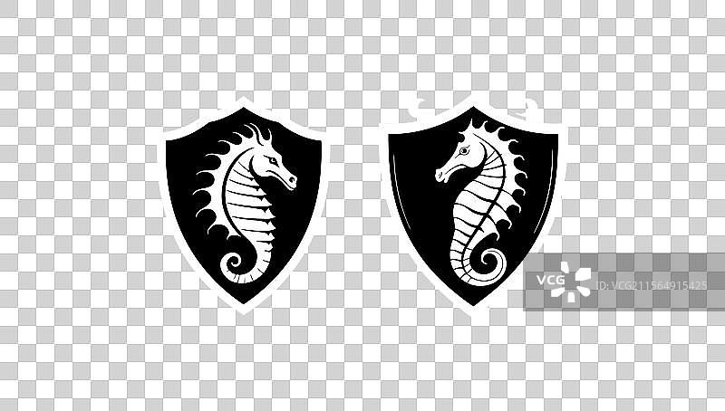 愤怒的海马在盾牌中图片素材