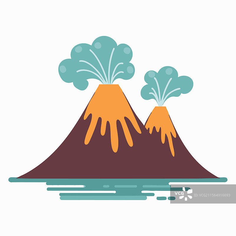 卡通火山与蒸汽图片素材