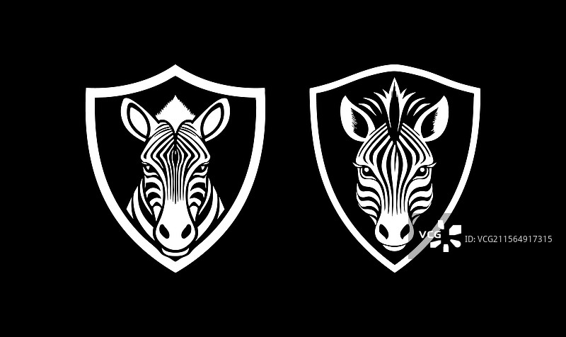 愤怒的斑马在盾牌上图片素材