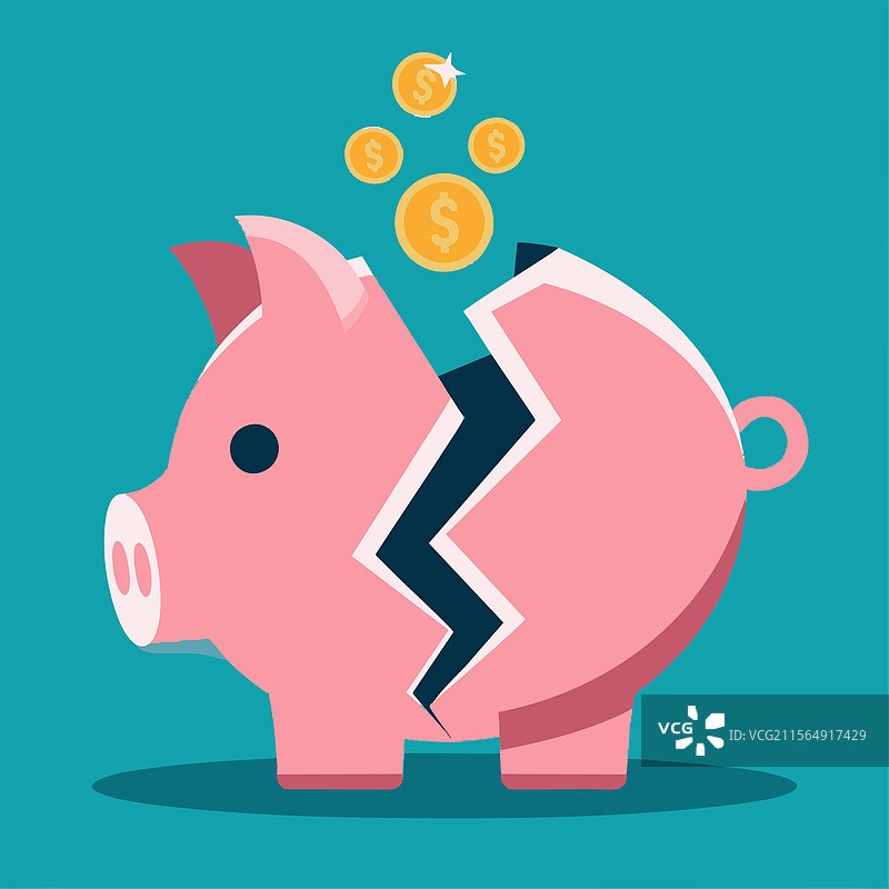 破碎的储蓄罐图片素材