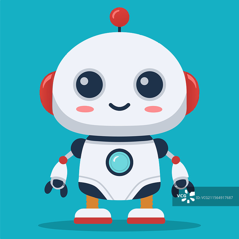可爱的小机器人，面带友好的表情图片素材