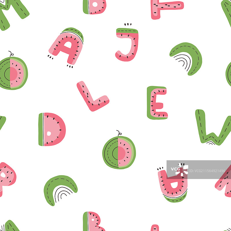 西瓜字母无缝图案图片素材