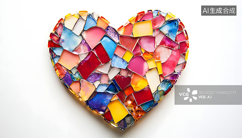 【AI数字艺术】马赛克 爱心图片素材