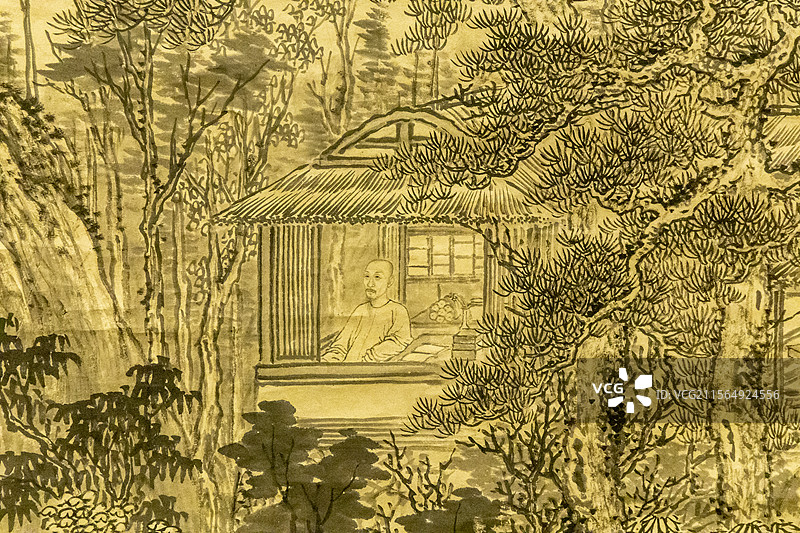 辽宁省博物馆：名山读书图【清代，沈宗骞；沈宗骞，字熙远，号芥舟、研湾老圃等，清代书画家、理论家】图片素材