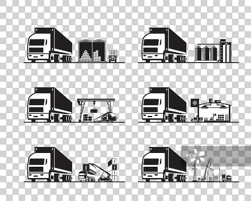 卡车运输各行业的集装箱图片素材