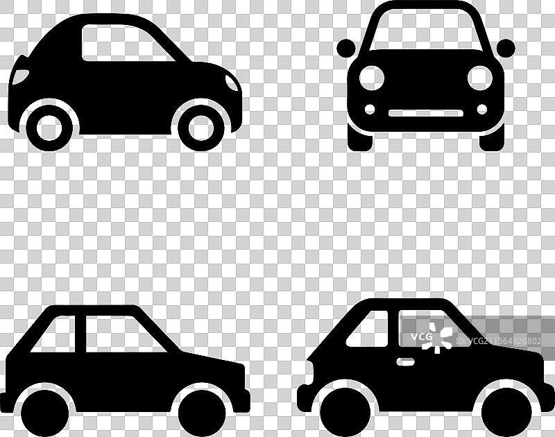 简单的黑色汽车轮廓图标集图片素材