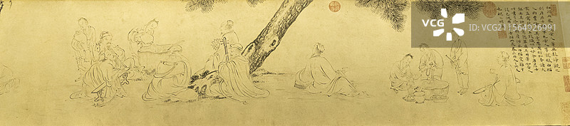 辽宁省博物馆：饮仙图【明代，唐寅，字伯虎，号六如居士，吴县（今苏州）人，被称为“江南第一才子”】图片素材