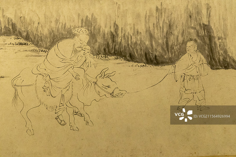 辽宁省博物馆：饮仙图【明代，唐寅，字伯虎，号六如居士，吴县（今苏州）人，被称为“江南第一才子”】图片素材