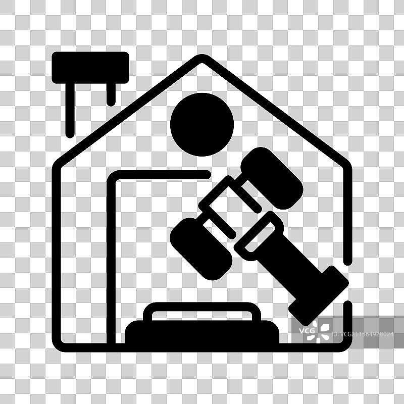 房地产拍卖线条图标通用创意图片素材