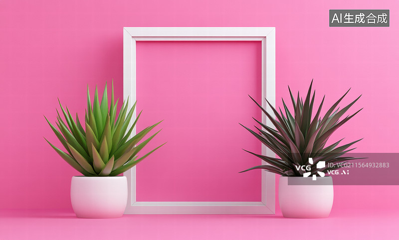 【AI数字艺术】粉色背景相框装饰图片素材