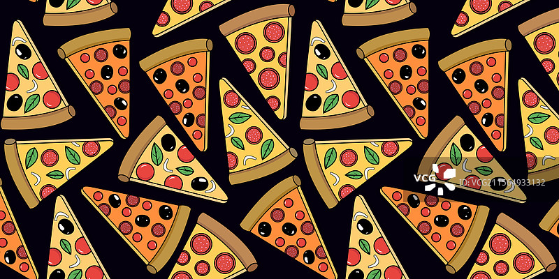 不同披萨切片的无缝图案图片素材