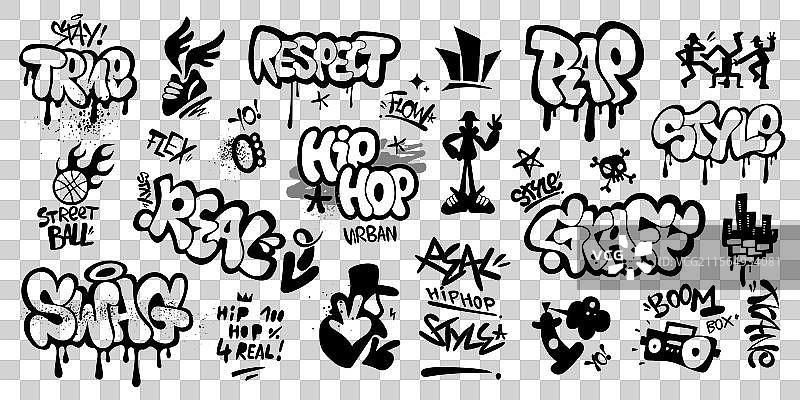 孤立的涂鸦街头艺术，嘻哈风格图片素材