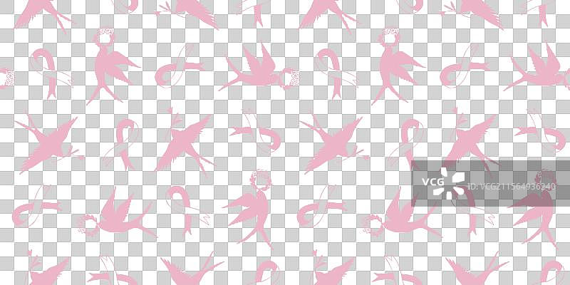 燕子、花朵和鸟类的剪影图片素材