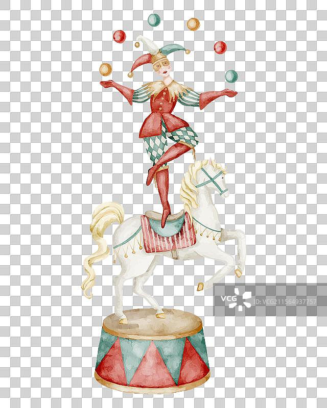 平衡的小丑水彩画图片素材