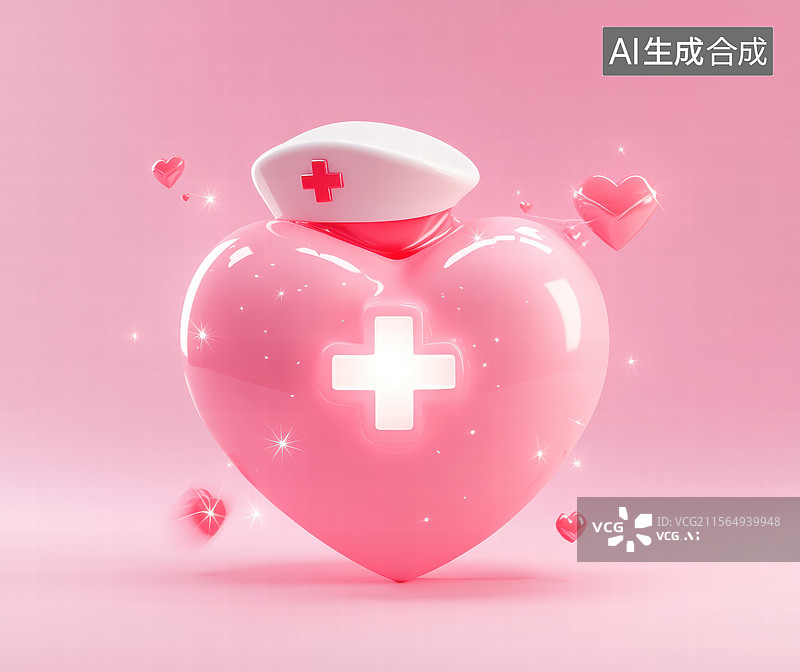 【AI数字艺术】粉色爱心医疗箱图片素材