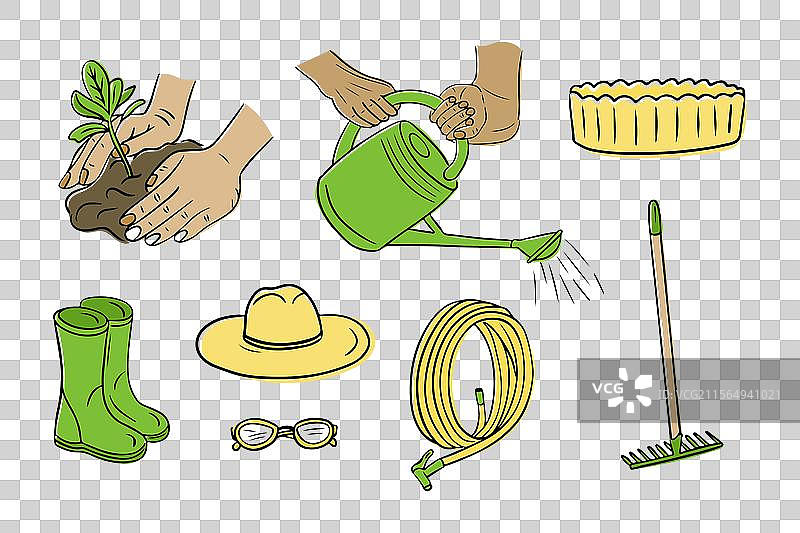 五彩缤纷的园艺工具和配件图片素材