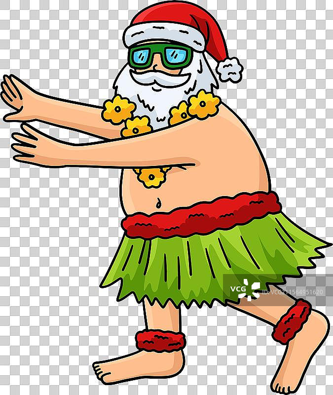 七月的圣诞节，圣诞老人草裙舞插图图片素材