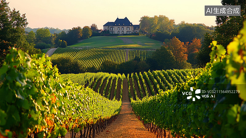 【AI数字艺术】法国葡萄酒葡萄庄园图片素材