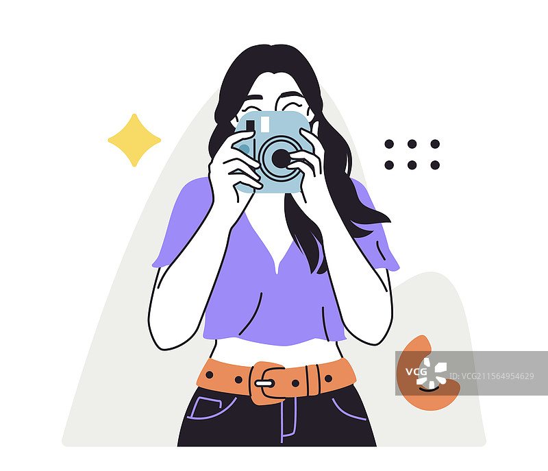 女性用相机拍照图片素材