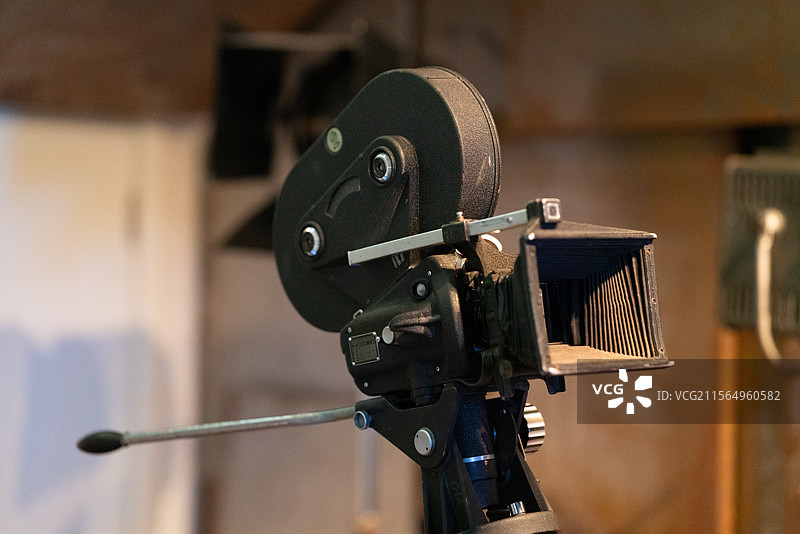 老式电影拍摄设备摄像机特写图片素材