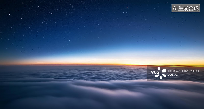 【AI数字艺术】夜空下的云海图片素材