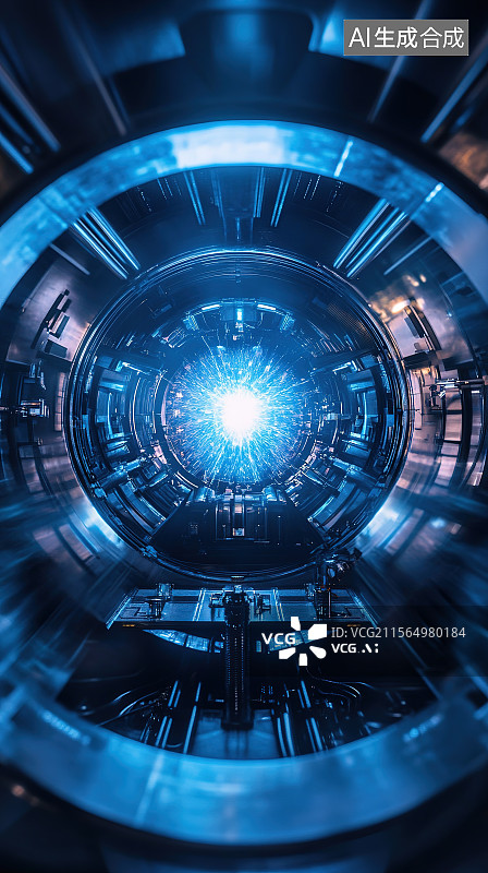 【AI数字艺术】新能源可控核聚变设备人造太阳装置图片素材