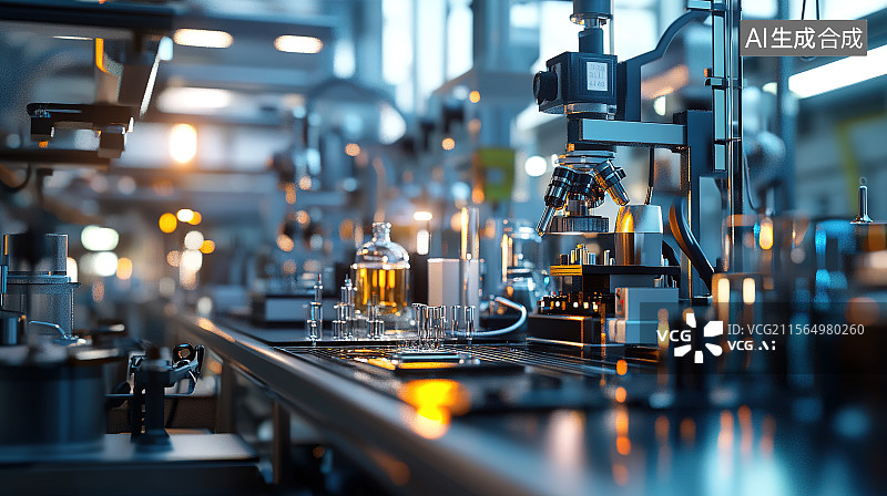 【AI数字艺术】炼油厂石油质检环节实验室油品检测图片素材