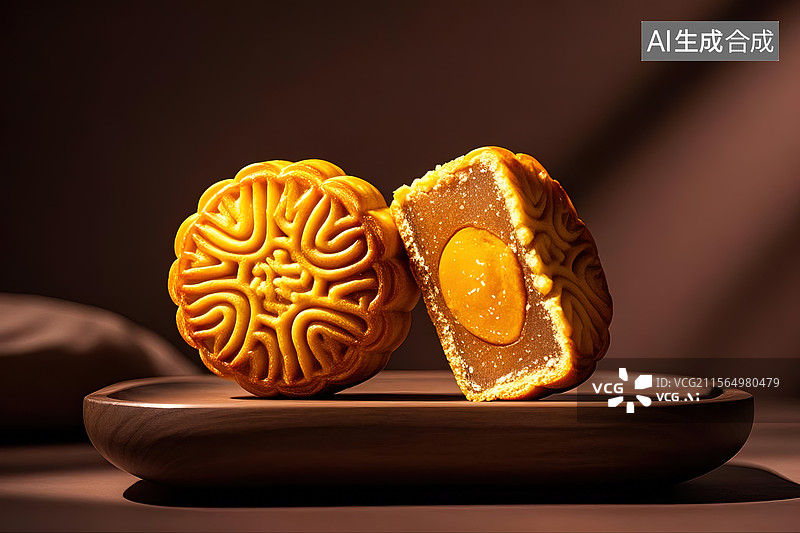 【AI数字艺术】极简主义高质量新鲜月饼插画图像图片素材