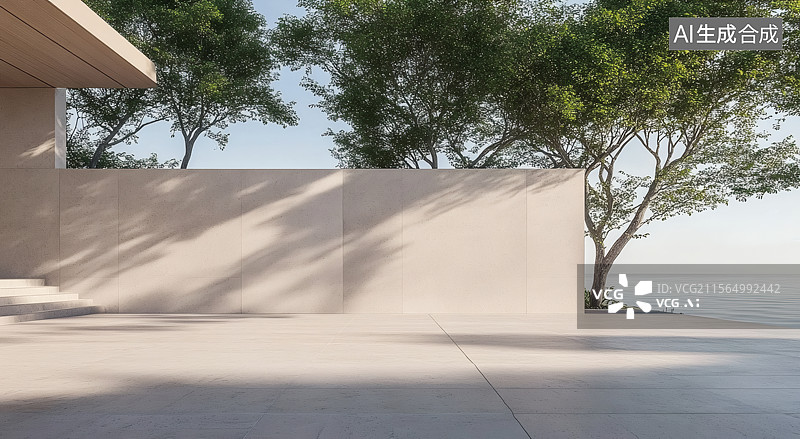【AI数字艺术】室外庭院空旷广场背景图片素材