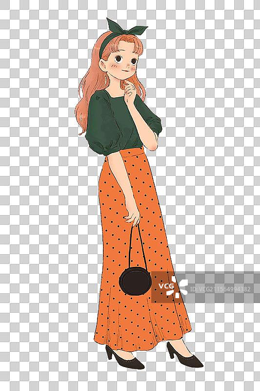 手绘时尚穿搭女孩图片素材