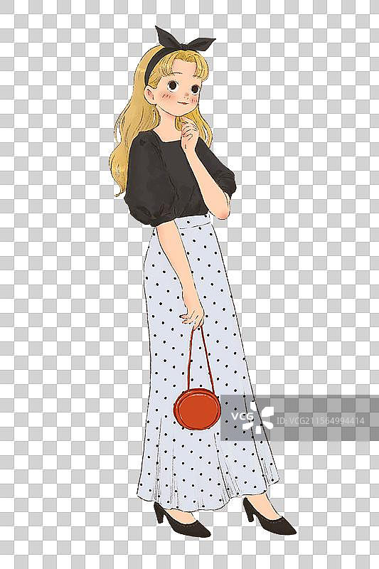 手绘时尚穿搭女孩图片素材