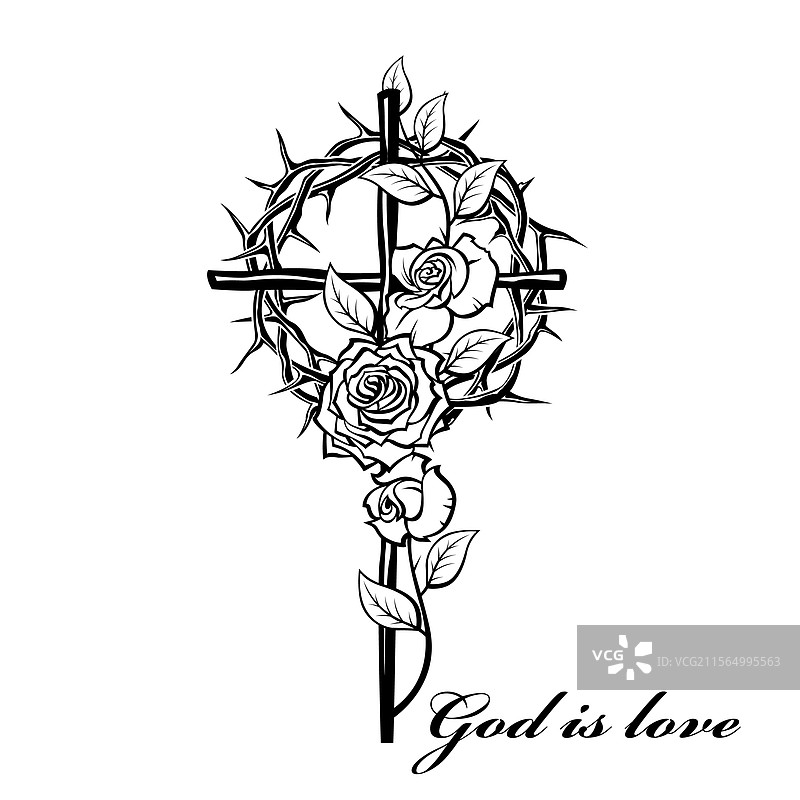 基督教十字架和荆棘冠冕图片素材