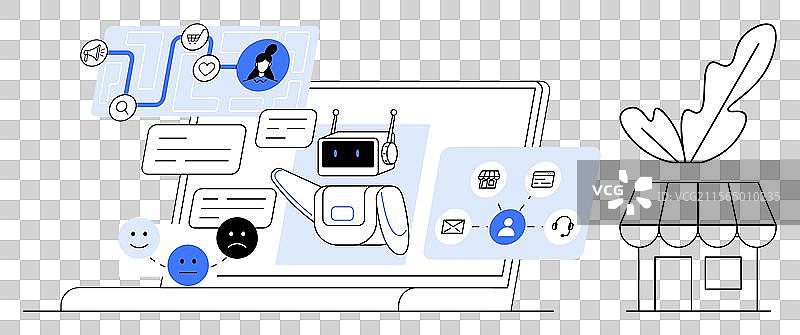 电子商务中的人工智能聊天机器人和数字沟通图片素材