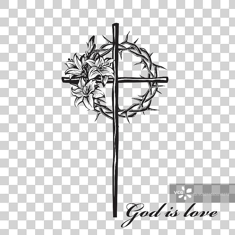 基督教十字架和荆棘冠冕图片素材