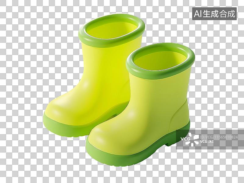 【AI数字艺术】3D渲染，一双水鞋，雨鞋，夏天免抠元素图片素材