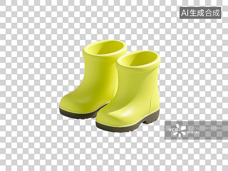 【AI数字艺术】3D渲染，一双水鞋，雨鞋，夏天免抠元素图片素材