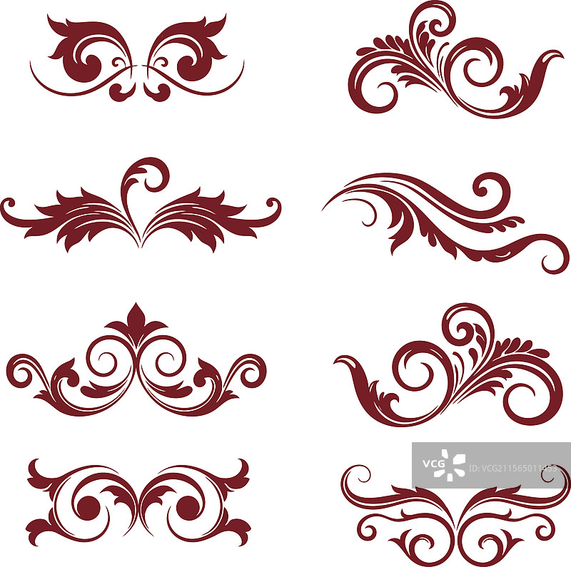 优雅的花卉装饰元素，色彩丰富图片素材