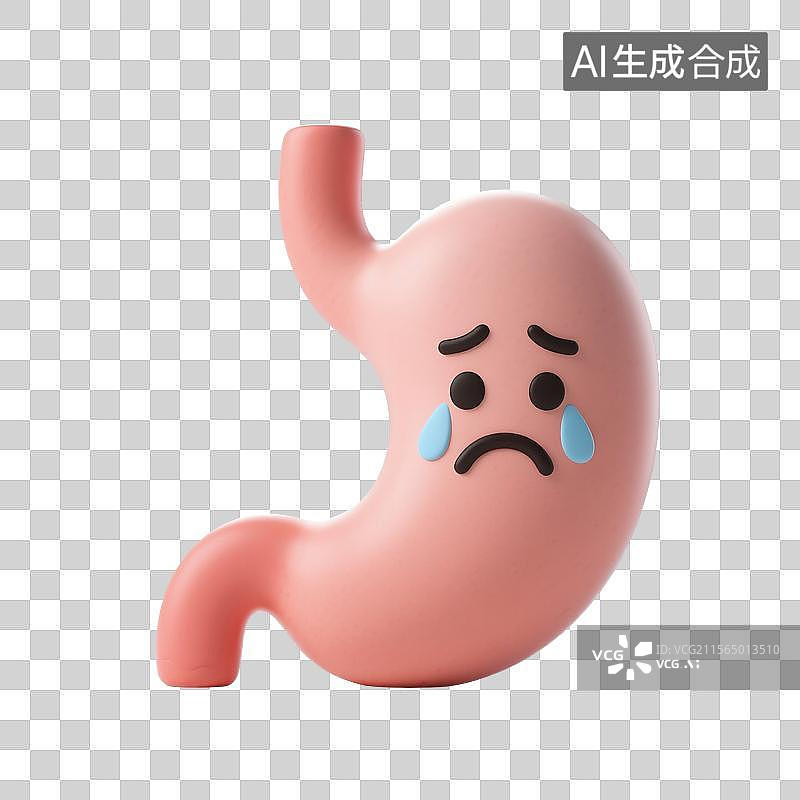 【AI数字艺术】3D渲染，生病的胃，胃，消化系统疾病，胃炎，免抠元素图片素材
