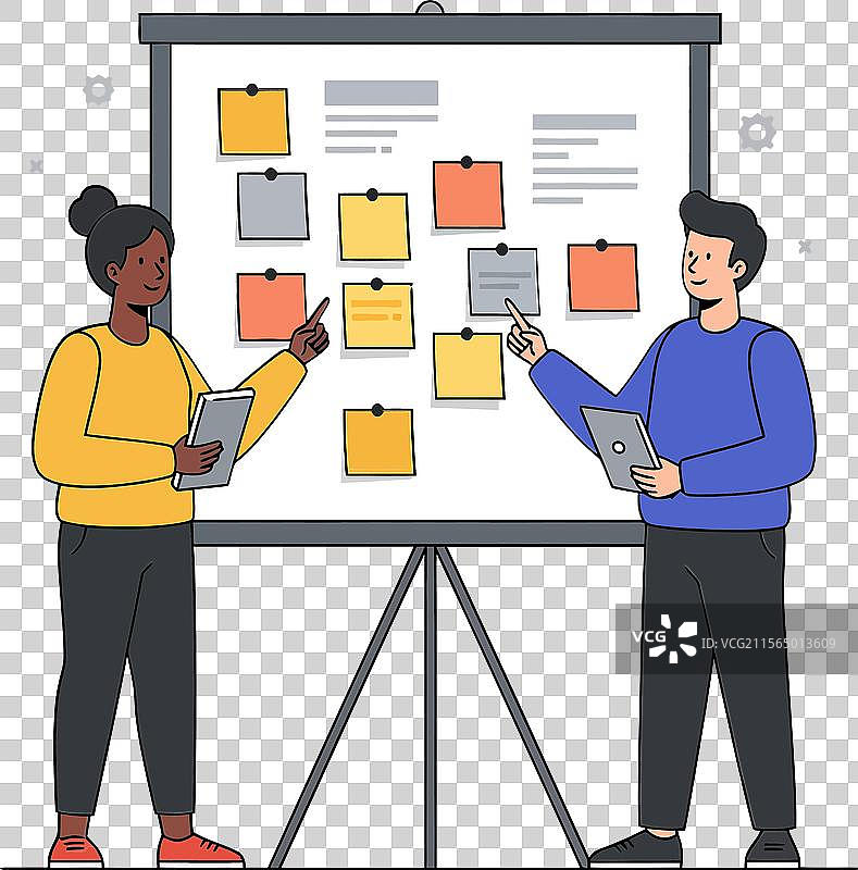 两位同事在公寓里讨论项目创意图片素材