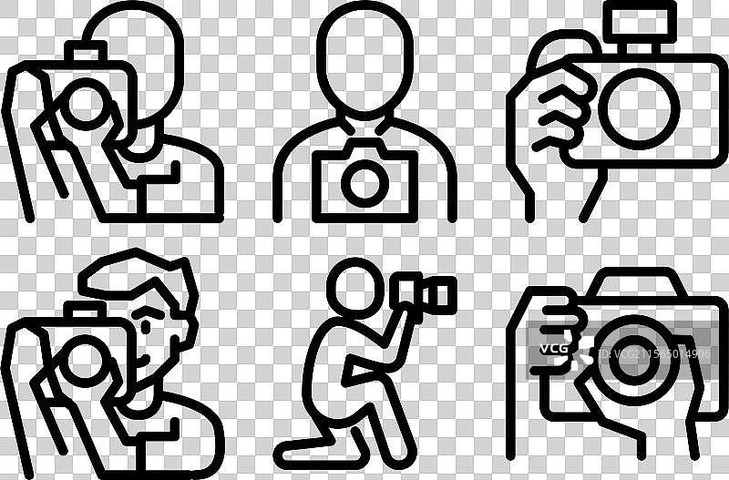 摄影师职业图标集图片素材