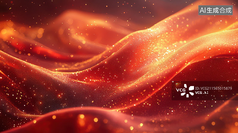 【AI数字艺术】红绸金斑流动光影抽象艺术图片素材