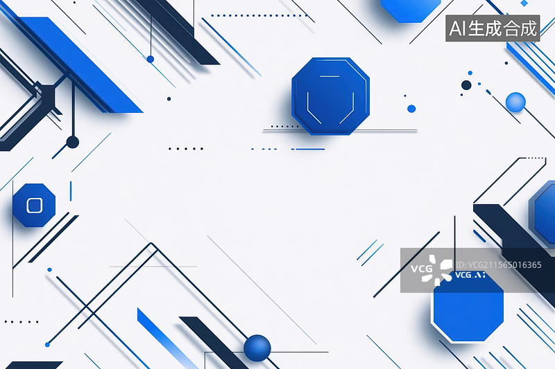 【AI数字艺术】蓝白几何科技风抽象结构组合图片素材