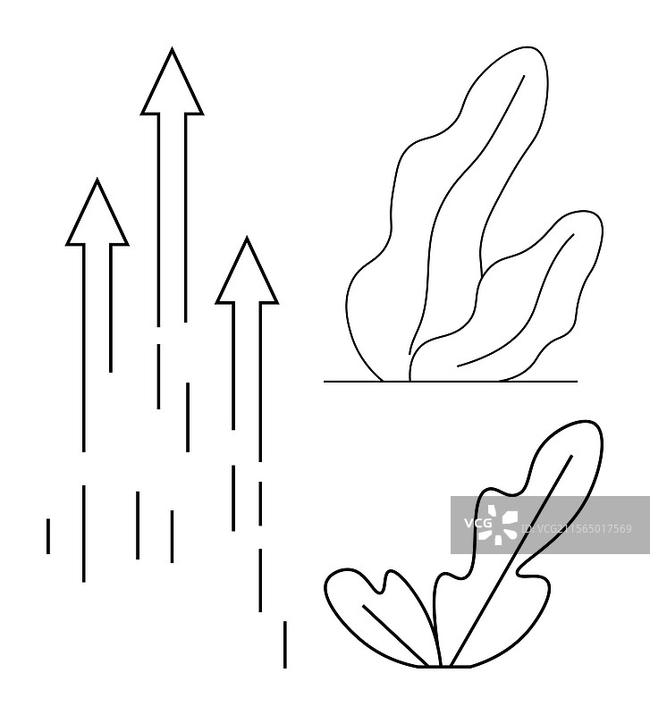 极简抽象画，带有向上的箭头和图片素材