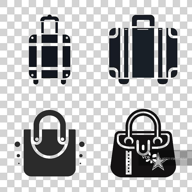现代行李箱和手袋标志集合图片素材