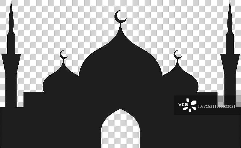 优雅的极简主义伊斯兰教清真寺轮廓图片素材