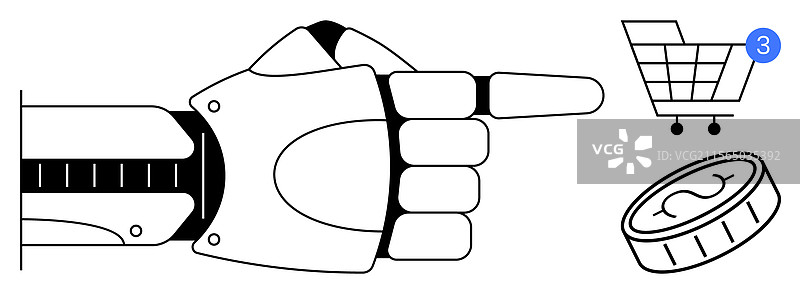 机械手指向购物车图标图片素材