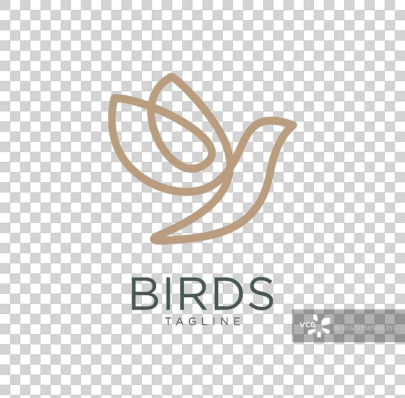 简单的鸟类标志线条艺术设计图片素材