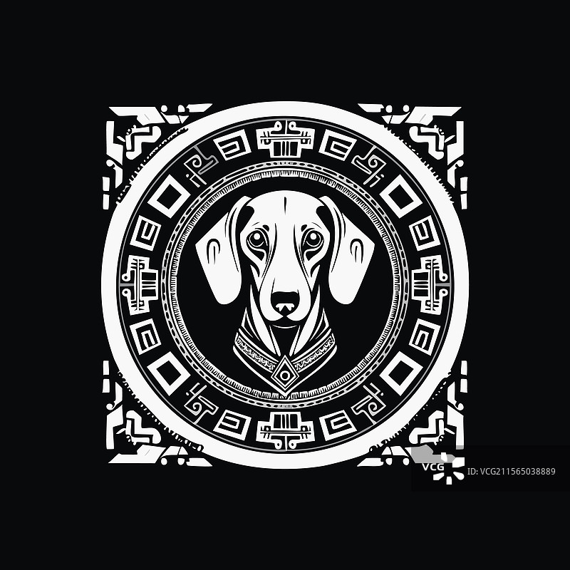 腊肠犬阿兹特克风格的标志概念图片素材