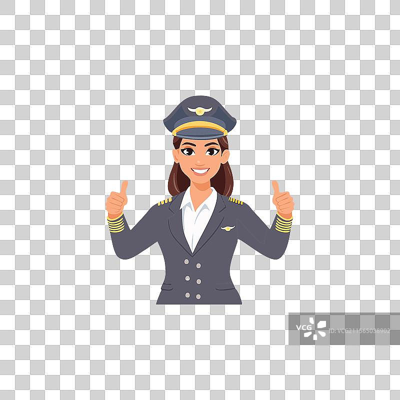 平坦的飞行员竖起大拇指图片素材